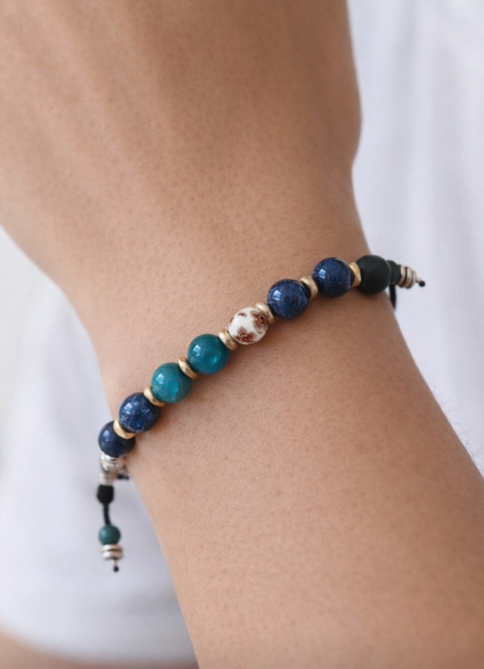 J.Jill.Blue Beaded Stretch Bracelet NWT